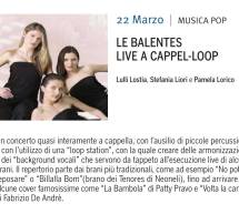 LE BALENTES LIVE – TEATRO DI SANLURI – DOMENICA 22 MARZO 2015