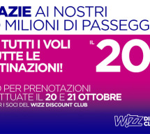 20% SCONTO SU TUTTI I VOLI WIZZAIR – SOLO MARTEDI 20 E MERCOLEDI 21 OTTOBRE 2015