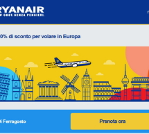 OFFERTA DI FERRAGOSTO : 30% SCONTO SU TUTTI I VOLI RYANAIR