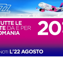 SCONTO 20% SUI VOLI WIZZ AIR – SOLO PER OGGI LUNEDI 22 AGOSTO 2016