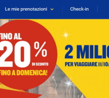 2 MILIONI DI POSTI COL 20% SCONTO CON RYANAIR – FINO A DOMENICA 2 OTTOBRE 2016