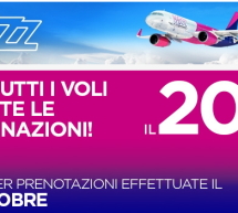 SCONTO 20% SU TUTTI I VOLI WIZZAIR – SOLO MERCOLEDI 5 OTTOBRE 2016