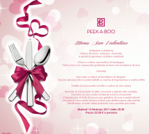 MENU DI SAN VALENTINO – PEEK-A-BOO – CAGLIARI – MARTEDI 14 FEBBRAIO 2017