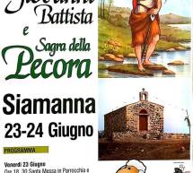 FESTEGGIAMENTI IN ONORE DI SAN GIOVANNI BATTISTA e SAGRA DELLA PECORA- SIAMANNA – 23-24 GIUGNO 2017