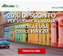 20% SCONTO PER VOLARE A CUBA CON ALITALIA