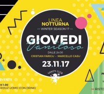 GIOVEDI VANITOSO – LINEA NOTTURNA – CAGLIARI – GIOVEDI 23 NOVEMBRE 2017