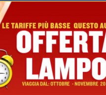 OFFERTA LAMPO RYANAIR – 20% SCONTO PER VOLARE A OTTOBRE/NOVEMBRE 2018