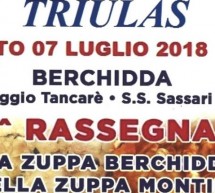 1° EDIZIONE TRIULAS, ZUPPA E VERMENTINO – BERCHIDDA – SABATO 7 LUGLIO 2018