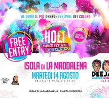 HOLI DANCE FESTIVAL – LA MADDALENA – MARTEDI 14 AGOSTO 2018