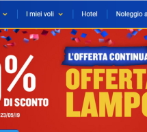 OFFERTA LAMPO RYANAIR – SCONTO 20% SU TANTISSIMI VOLI – FINO AL 21 GENNAIO 2019