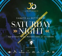 SATURDAY NIGHT – JINNY BEACH – QUARTU SANT’ELENA – SABATO 21 SETTEMBRE 2019