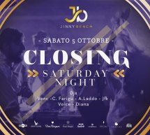 CLOSING PARTY – SATURDAY NIGHT – JINNY BEACH – QUARTU SANT’ELENA – SABATO 5 OTTOBRE 2019