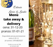 MENU DELIVERY E ASPORTO DI CAPODANNO – OSTERIA GIOIA E GUSTO – CAGLIARI -31 DICEMBRE – 1 GENNAIO 2021